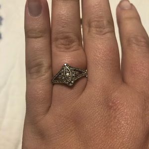 Vintage style diamond and white gold ring